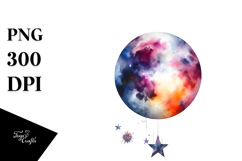 Vibrant Abstract Moon with Foliage | Sublimation Clipart Product Image 1