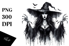 Gothic Evil Witch Watercolor PNG Product Image 1