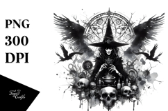 Washed Watercolor Gothic Witch PNG Product Image 1