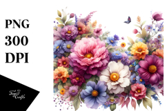 Vibrant Watercolor with Stars and Sunflowers PNG Product Image 1