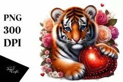 Adorned Baby Tiger with Heart PNG Product Image 1