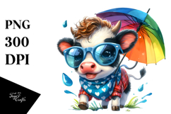 Cute Baby Cow with Cool Haircut PNG Product Image 1