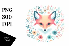 Colorful Fox Floral Sticker | Sublimation | Clipart Product Image 1