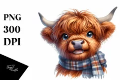 Cow Enthusiastic Highland Cow Portrait Clipart Product Image 1