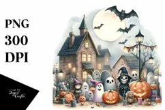 Funny Halloween Scene | Watercolor Clipart Product Image 3