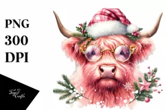Cute Pink Highland Cow PNG Product Image 1