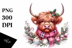 Pink Highland Cow with Christmas Decorations Product Image 7