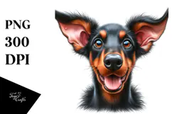 Cute Doberman Pinscher Watercolor PNG Product Image 1