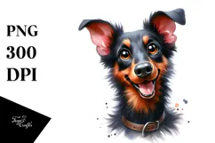 Cute Doberman Pinscher with Big Eyes PNG Product Image 1