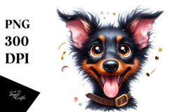 Cute Doberman Pinscher with Big Eyes PNG Product Image 1