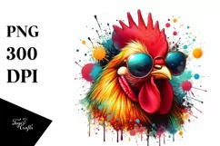 Quirky Colorful Chicken with Sunglasses Clipart Product Image 1