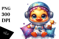Vibrant Baby Duck with Astronaut Suit PNG Product Image 1