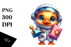 Vibrant Baby Duck with Astronaut Suit PNG Product Image 1