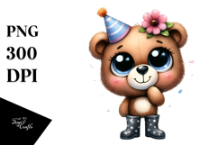 Joyful Bear with Flower | Sublimation | Clipart Product Image 1