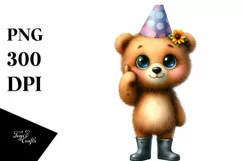 Joyful Bear with Flower | Sublimation | Clipart Product Image 1