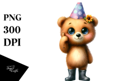 Joyful Bear with Flower | Sublimation | Clipart Product Image 1