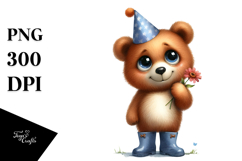 Joyful Bear with Flower | Sublimation | Clipart Product Image 1