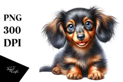 Watercolor Baby Dachshund with Big Eyes, Transparent PNG Product Image 1