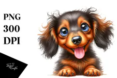 Watercolor Baby Dachshund with Big Eyes, Transparent PNG Product Image 1