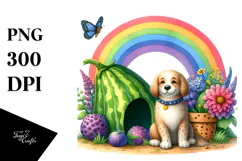 Watercolor Dog House with Vegetable | Sublimation | Clipart Product Image 1