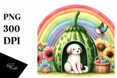 Watercolor Dog House with Vegetable | Sublimation | Clipart Product Image 1