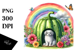 Watercolor Dog House with Vegetable | Sublimation | Clipart Product Image 1