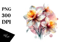 Glossy Watercolor Daffodil Clipart Product Image 1