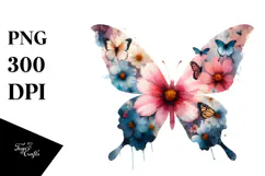 Vibrant Flower Butterfly PNG Product Image 1