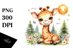 Adorable Baby Giraffe Smiling, PNG Product Image 1