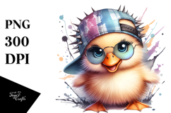 Cute Baby Duck Watercolor PNG Product Image 1