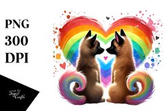 Cute Rainbow Malinois Holding Heart PNG Product Image 1
