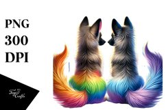 Cute Rainbow Malinois Holding Heart PNG Product Image 1