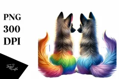 Cute Rainbow Malinois Holding Heart PNG Product Image 1