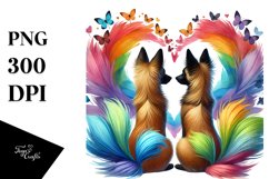 Cute Rainbow Malinois Holding Heart PNG Product Image 1