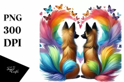 Cute Rainbow Malinois Holding Heart PNG Product Image 1