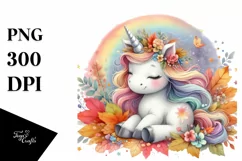 Colorful Autumn Unicorn PNG Product Image 3