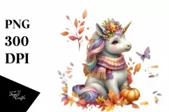 Colorful Autumn Unicorn PNG Product Image 3