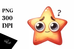 Funny Star Watercolor PNG Product Image 1