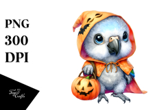 Adorable Baby Parrot with Halloween Costume, PNG Product Image 1