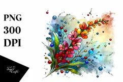 Colorful Stained Snapdragon Watercolor Clipart Product Image 1
