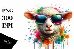 Quirky Colorful Lamb with Sunglasses Clipart Product Image 3