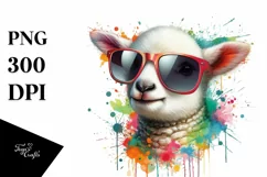 Quirky Colorful Lamb with Sunglasses Clipart Product Image 3