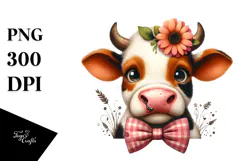 Funny Cow with Bow and Tie PNG Product Image 1