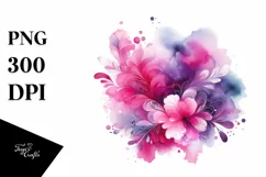 Colorful Magenta Watercolor Background with Stains Product Image 1