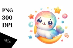 Colorful Smiling Baby Ribbon Seal | Clipart Product Image 3
