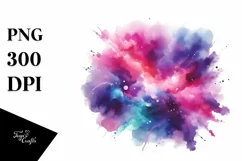 Colorful Magenta Watercolor Background with Stains Product Image 1