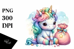cute Unicorn with Gifts, PNG Product Image 3
