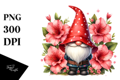 Cute Gnome with Azalea PNG Product Image 1