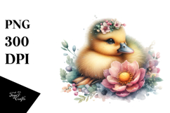 Digital Watercolor Baby Duck PNG Product Image 1