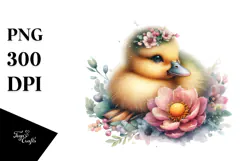 Digital Watercolor Baby Duck PNG Product Image 1